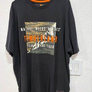 Timberland Black and Orange Graphic Tee